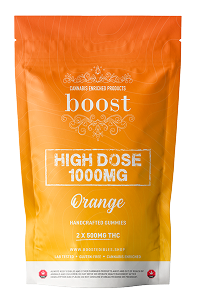 Boost Gummies High Dose Orange – 1000mg THC handcrafted cannabis edibles for experienced users