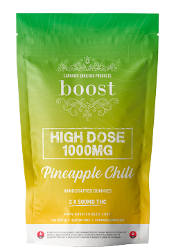 Boost Gummies Pineapple Chili – 1000mg handcrafted high dose THC edibles with spicy tropical flavour