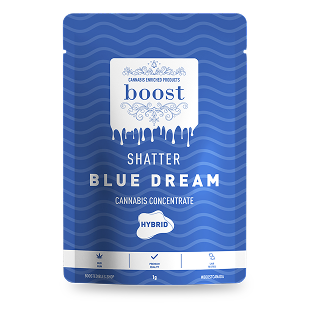 Boost Shatter Blue Dream – smooth hybrid shatter concentrate with balanced effects and premium quality